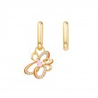 Gold Flower Power Charm Oval Hoop Earrings-1