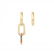 Gold Rainbow Connector Charm Oval Hoop Earrings-1