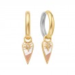 Two Tone Good Fortune Charm Hoop Earrings-1