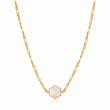 Compass Emblem Gold Figaro Chain Necklace-1