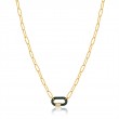 FOREST GREEN ENAMEL CARABINER GOLD NECKLACE-1