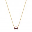 CLARET RED ENAMEL GOLD LINK NECKLACE-1