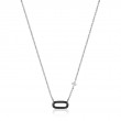 RAVEN BLACK ENAMEL SILVER LINK NECKLACE-1