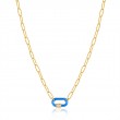 Neon Blue Enamel Carabiner Gold Necklace-1