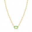 Neon Green Enamel Carabiner Gold Necklace-1