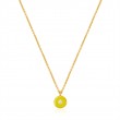 Neon Yellow Enamel Disc Gold Necklace-1