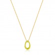 Neon Yellow Enamel Gold Twisted Pendant Necklace-1