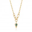 TEAL SPARKLE DROP PENDANT CHUNKY CHAIN NECKLACE-1