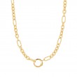 Gold Mixed Link Charm Chain Connector Necklace-1