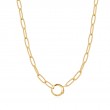 Gold Link Charm Chain Connector Necklace-1