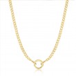 Gold Curb Chain Charm Connector Necklace-1