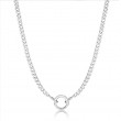 Silver Curb Chain Charm Connector Necklace-1