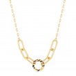 Gold Tiger Chain Charm Connector Necklace-1