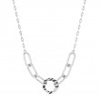 Silver Tiger Chain Charm Connector Necklace-1