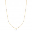 14KT GOLD PEARL AND WHITE SAPPHIRE NECKLACE-1