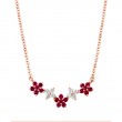 14K Rose Gold Ruby and Diamond Flower Necklace