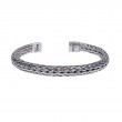 Sterling Silver Oxidized Oval Dragon Weave Bangle-1