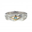 Sterling Silver Rhodium 10k Blue Topaz Rocks 'n Rivers Bangle-1