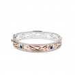 Sterling Silver Oxidized 10k Rose with White and Blue CZ Brave Heart Bangle-1