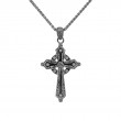 Sterling Silver Ruthenium CZ Celtic Cross-1