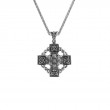 Sterling Silver Oxidized White Topaz Celtic Wheel Cross-1