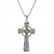 Sterling Silver Oxidized 10k Circle Cross Pendant-1