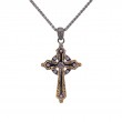 Sterling Silver Ruthenium 10k CZ Celtic Cross-1