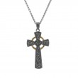 Sterling Silver Ruthenium 10k Circle Cross Large Pendant-1