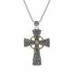 Sterling Silver 10k White Sapphire Celtic Cross-1