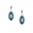 Sterling Silver 10k Sky Blue Enamel and White CZ Path Of Life Earrings-1