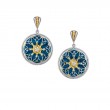 Sterling Silver 10k Yellow Sky Blue Enamel and CZ Trinity Earrings-1