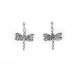 Sterling Silver Rhodium Dragonfly Post Earrings-1