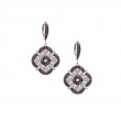 Sterling Silver Rhodium CZ Night & Day Scalloped Leverback Earrings-1