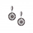 Sterling Silver Rhodium CZ Night & Day Round Leverback Earrings-1