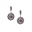 Sterling Silver Rhodium CZ Night & Day Scalloped Leverback Earrings-1