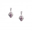 Sterling Silver Rhodium Amethyst & CZ Rocks 'n Rivers Post Earrings-1