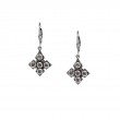 Sterling Silver Ruthenium Blue Topaz Celtic Cross Leverback Earrings-1