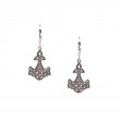 Sterling Silver CZ Thor's Hammer Leverback Earrings-1