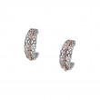 Sterling Silver Rhodium 10k Rose CZ Half Creole Bridge Earrings-1