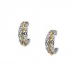 Sterling Silver Rhodium 10k Yellow CZ Half Creole Bridge Earrings-1