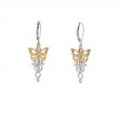 Sterling Silver Rhodium 10k Yellow CZ Butterfly Leverback Earrings-1