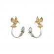 10k Yellow Hummingbird Stud with Sterling Silver Rhodium 10k Blue Topaz Earring Jacket-1