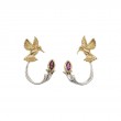 10k Yellow Hummingbird Stud with Sterling Silver Rhodium 10k Rhodolite Earring Jacket-1