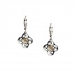 Sterling Silver 10k CZ Forget-Me-Not Leverback Drop Earrings-1