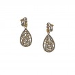 Sterling Silver Oxidized 10k CZ Tree of Life Drop Earrings-1