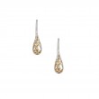 Sterling Silver 22k Gilded Teardrop Trinity Hook Earrings-1