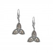 Sterling Silver 10k Trinity Marquise CZ (2x4mm ea) & Round CZ (1mm ea) Leverback Earrings-1