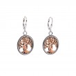 Sterling Silver 10k Rose Tree of Life Leverback Earrings-1