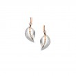 Sterling Silver 10k Rose Trinity Leaf White Sapphire Earrings-1