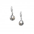 Sterling Silver 10k White Sapphire Trinity Teardrop Earrings-1